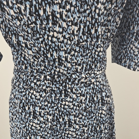 Ann Taylor Blue, Black and White Midi Wrap Dress - Picture 11 of 16